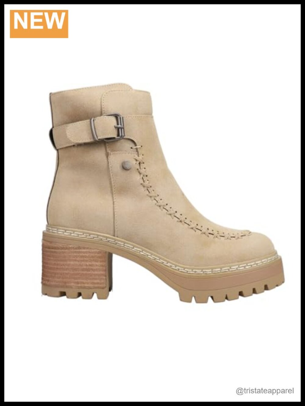 Mia Womens Toula Lug Sole Whipstitch Boots Ankle Bootie Synthetic Rubber Foam